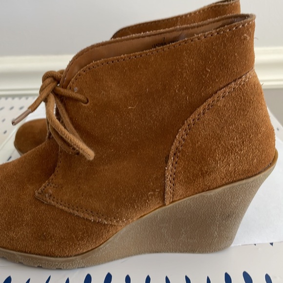 Target Suede Brown Wedge Booties Lace-Up Size 7 - Picture 11 of 11